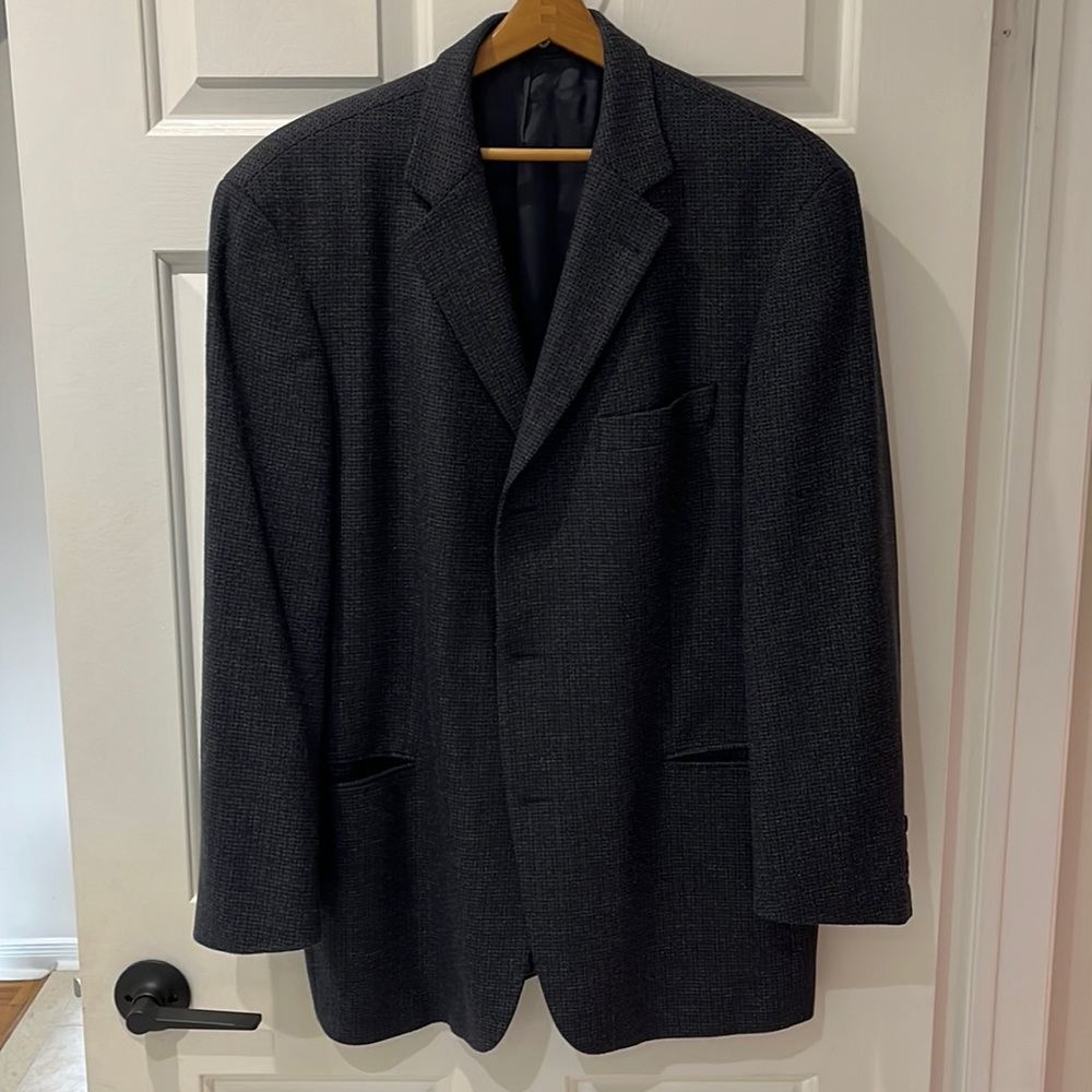 Vintage Hugo Boss Blazer/Sport Coat Wool Blue/Gray Pattern US 44 EUC